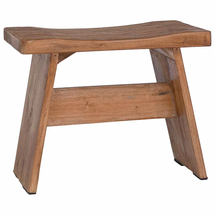 Tabouret Naturel 40 x 25 x 31 cm Bois d'Acajou - 2