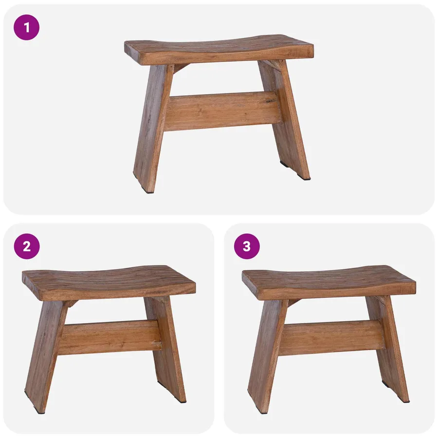 Tabouret Naturel 40 x 25 x 31 cm Bois d'Acajou - 4
