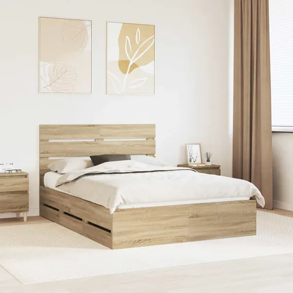 Cadre de lit Chêne Sonoma 150 x 200 cm Bois Ingénierie