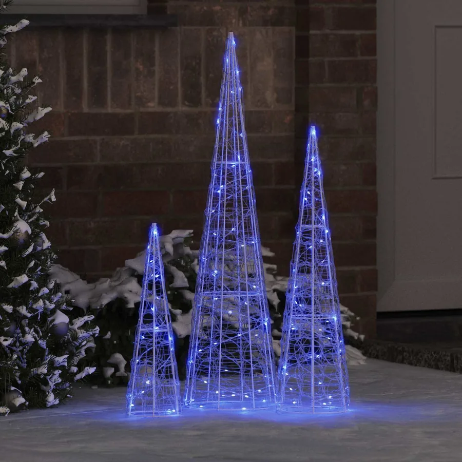 Sapin de Noël avec 90 LED 3 pcs Bleu 20 x 20 x 80 cm Acrylique