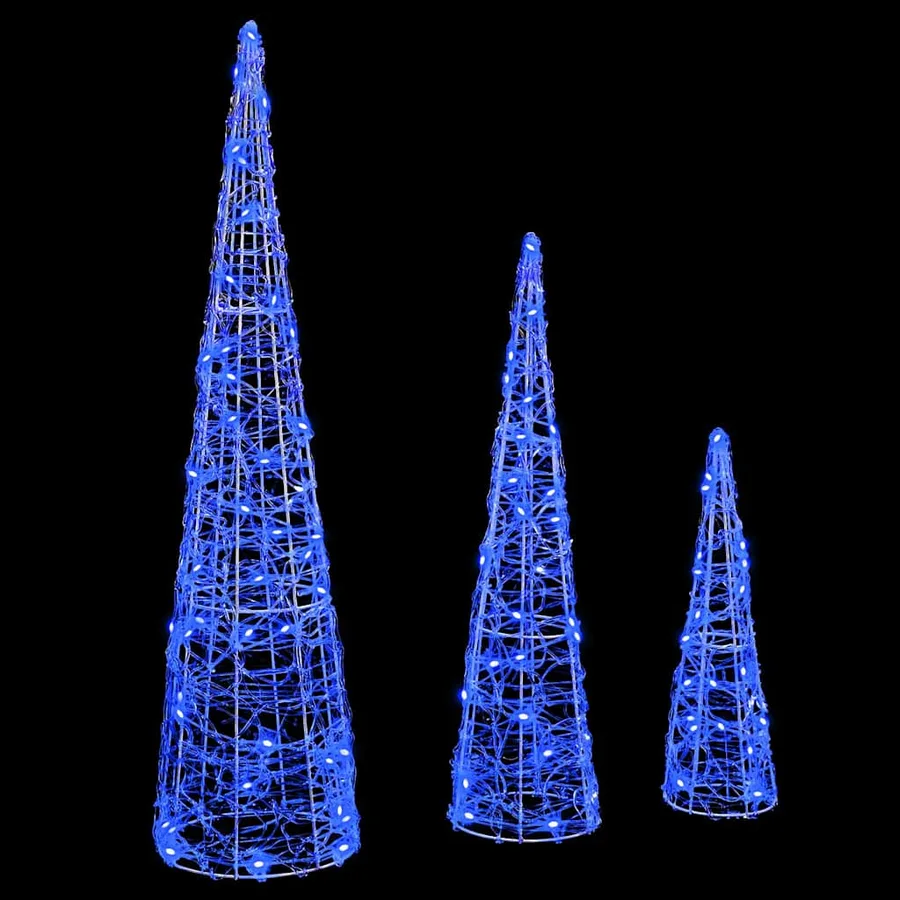Sapin de Noël avec 90 LED 3 pcs Bleu 20 x 20 x 80 cm Acrylique - 4