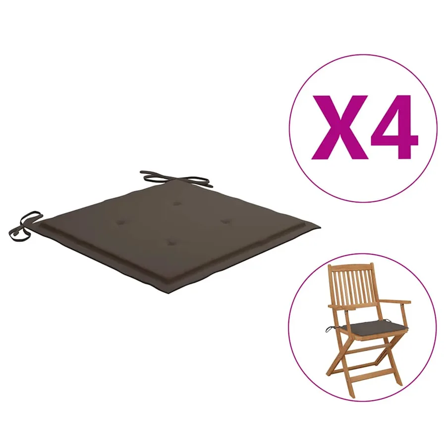 Coussins de chaise jardin lot de 4 taupe 40x40x4cm tissu oxford