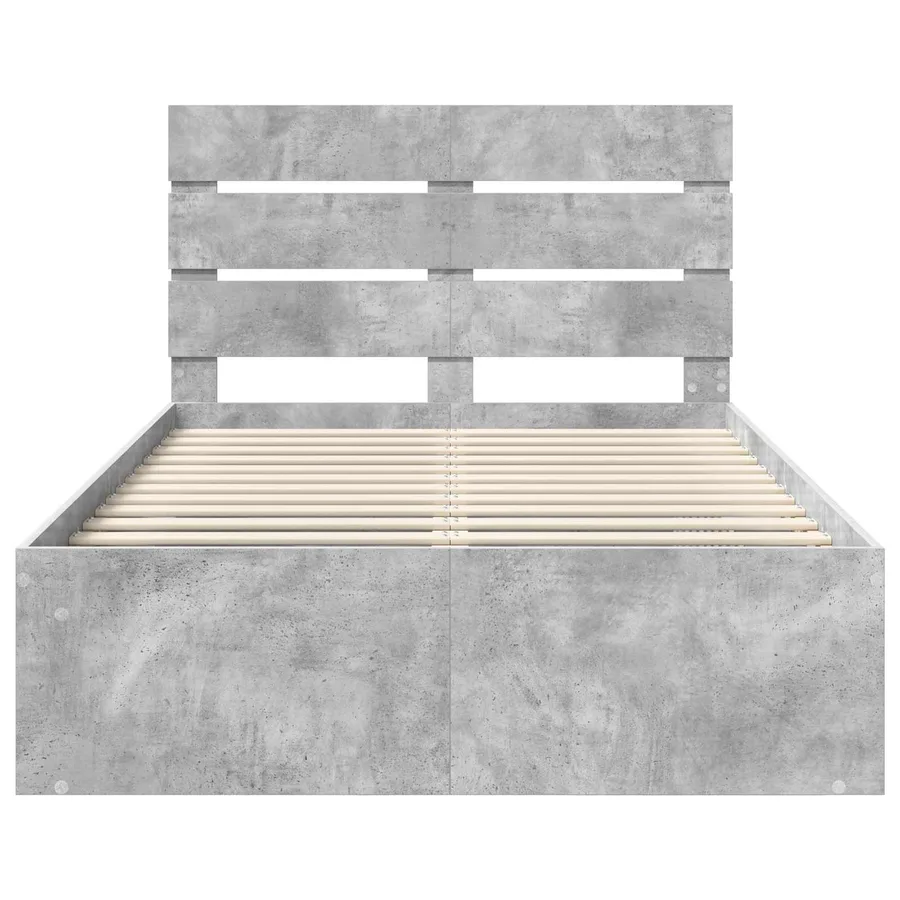 Cadre de lit Gris Béton 135 x 190 cm Bois de pin massif - 7