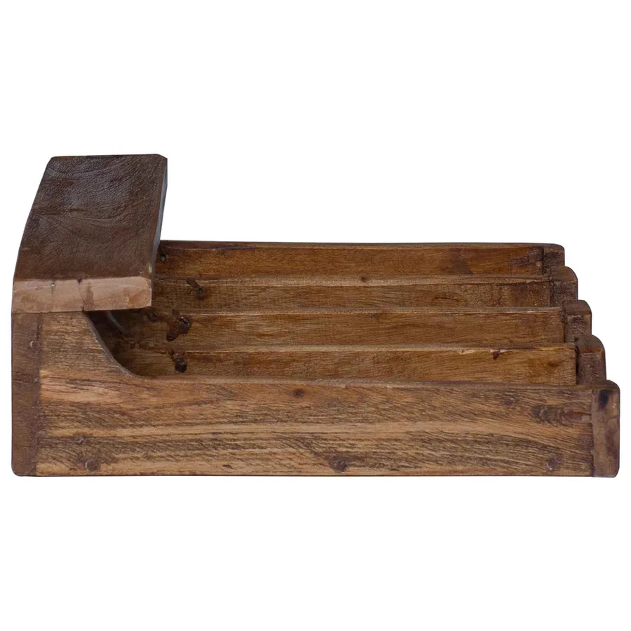 Étui Marron 36 x 30 x 10 cm Bois de Mahogany Massif - 6