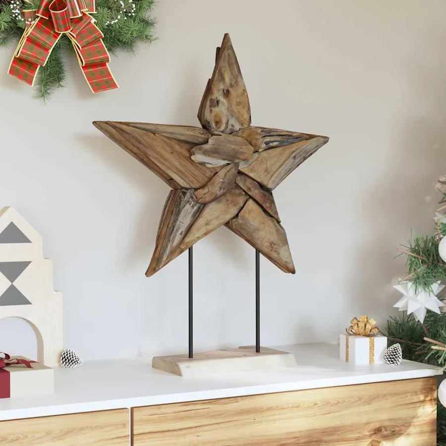 Étoile de Noël Marron 59,5 x 18 x 74 cm Bois de teck massif - 3