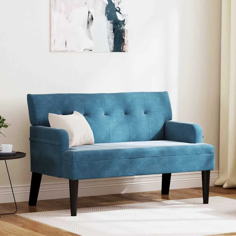 Banc Chesterfield Bleu 112 x 65,5 x 75 cm Velours