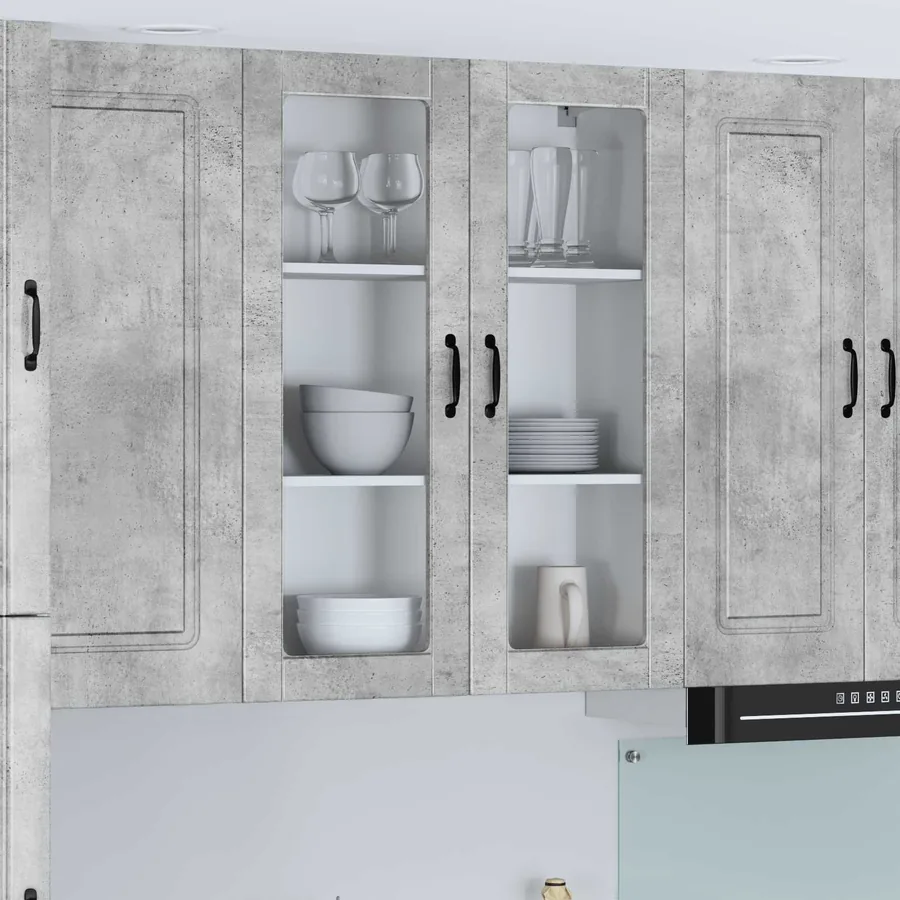 Cabinet en verre mural LUCCA Gris béton 80 x 31 x 100 cm