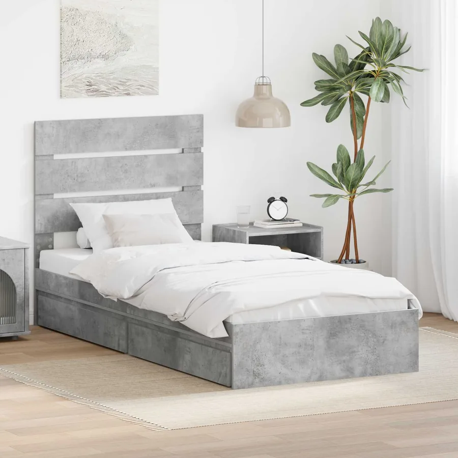 Lit de Rangement Gris béton 70 x 190 cm Bois d'ingénierie