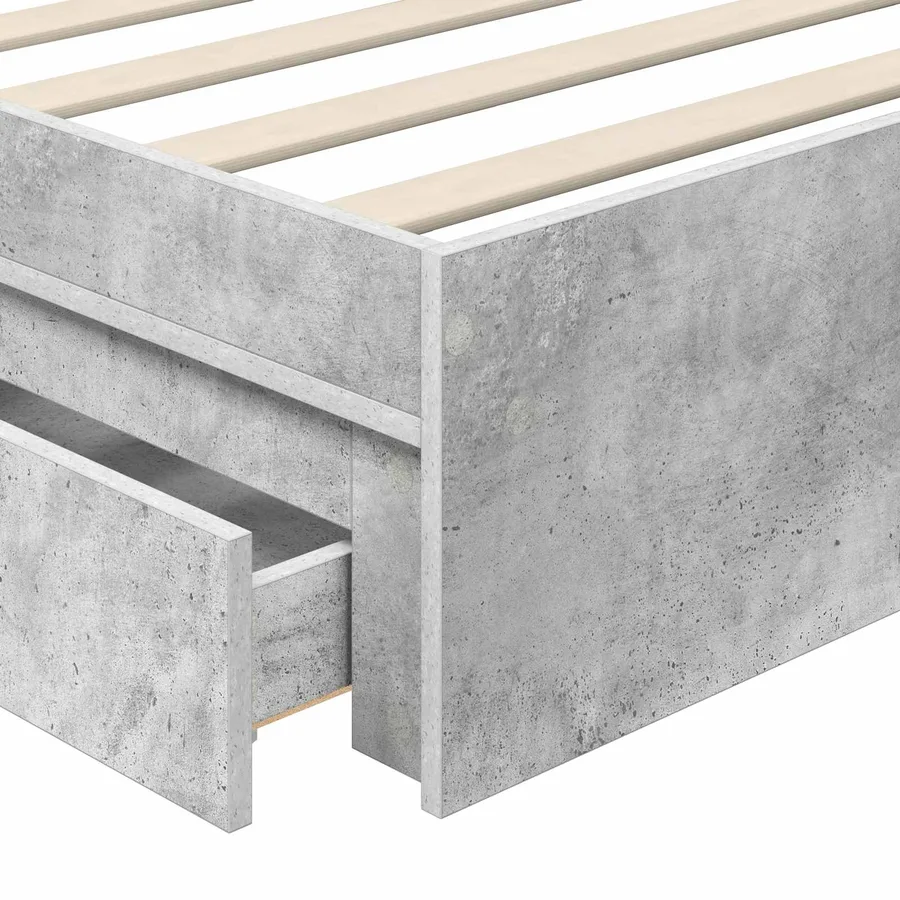 Lit de Rangement Gris béton 70 x 190 cm Bois d'ingénierie - 11