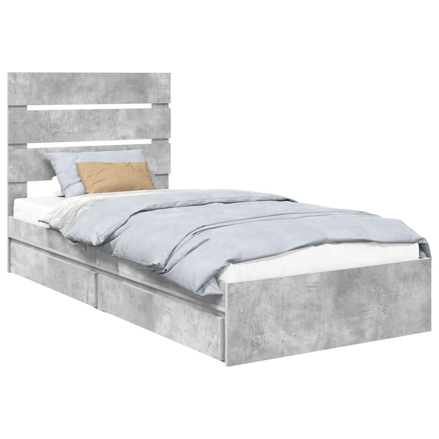 Lit de Rangement Gris béton 70 x 190 cm Bois d'ingénierie - 2