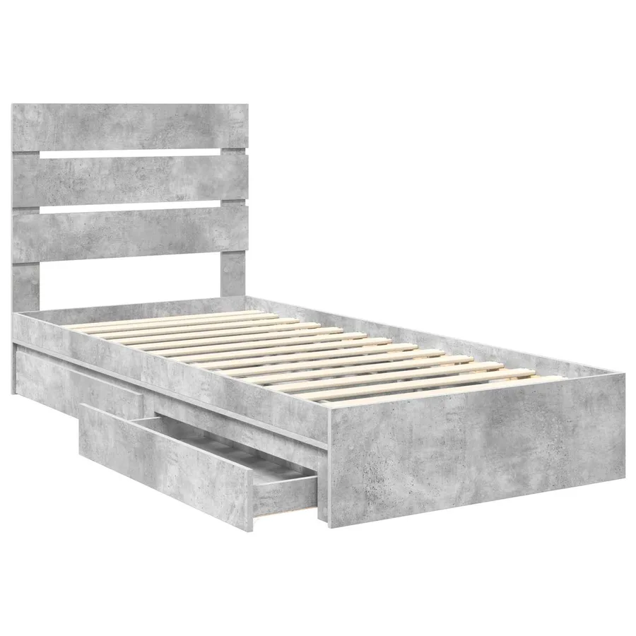 Lit de Rangement Gris béton 70 x 190 cm Bois d'ingénierie - 5