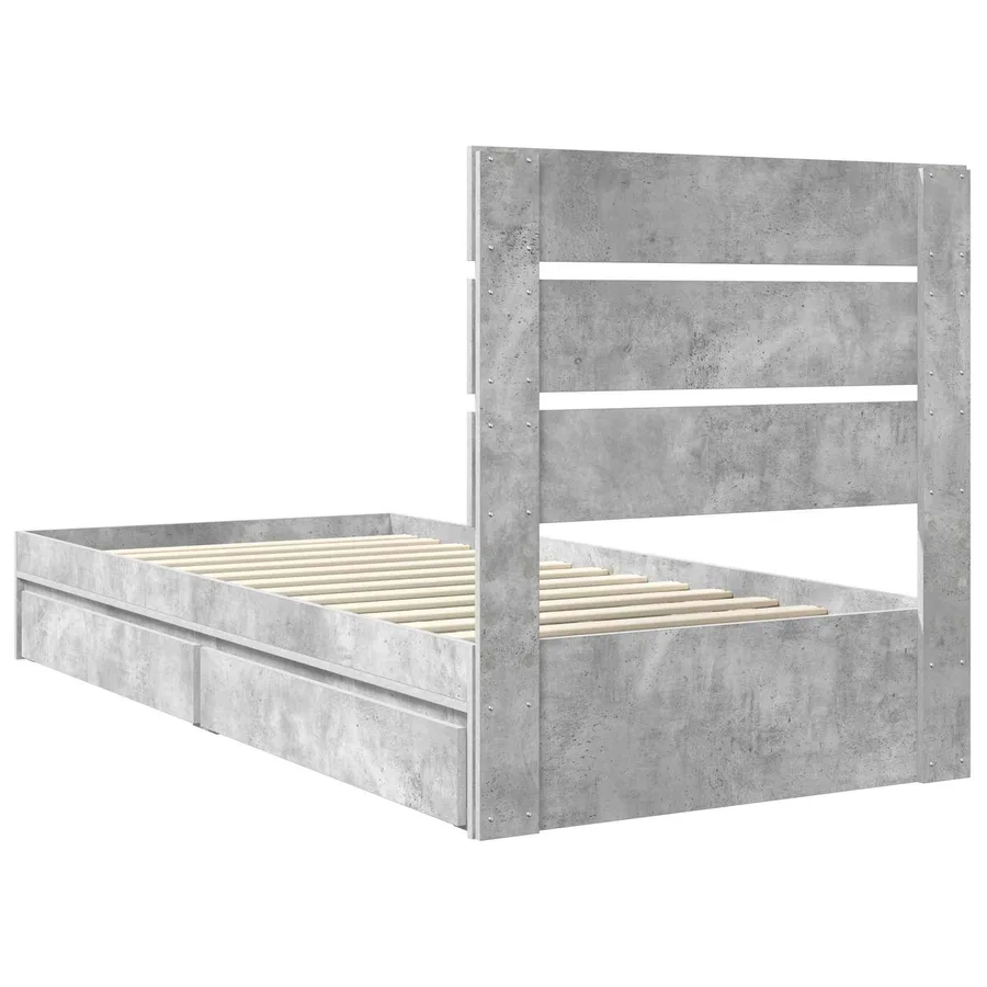 Lit de Rangement Gris béton 70 x 190 cm Bois d'ingénierie - 8