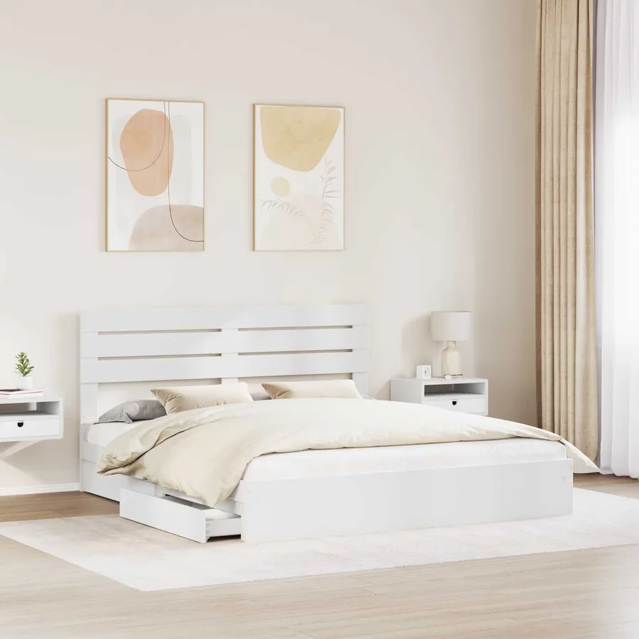 Lit de Rangement Blanc 180 x 200 cm Bois d'ingénierie - 3