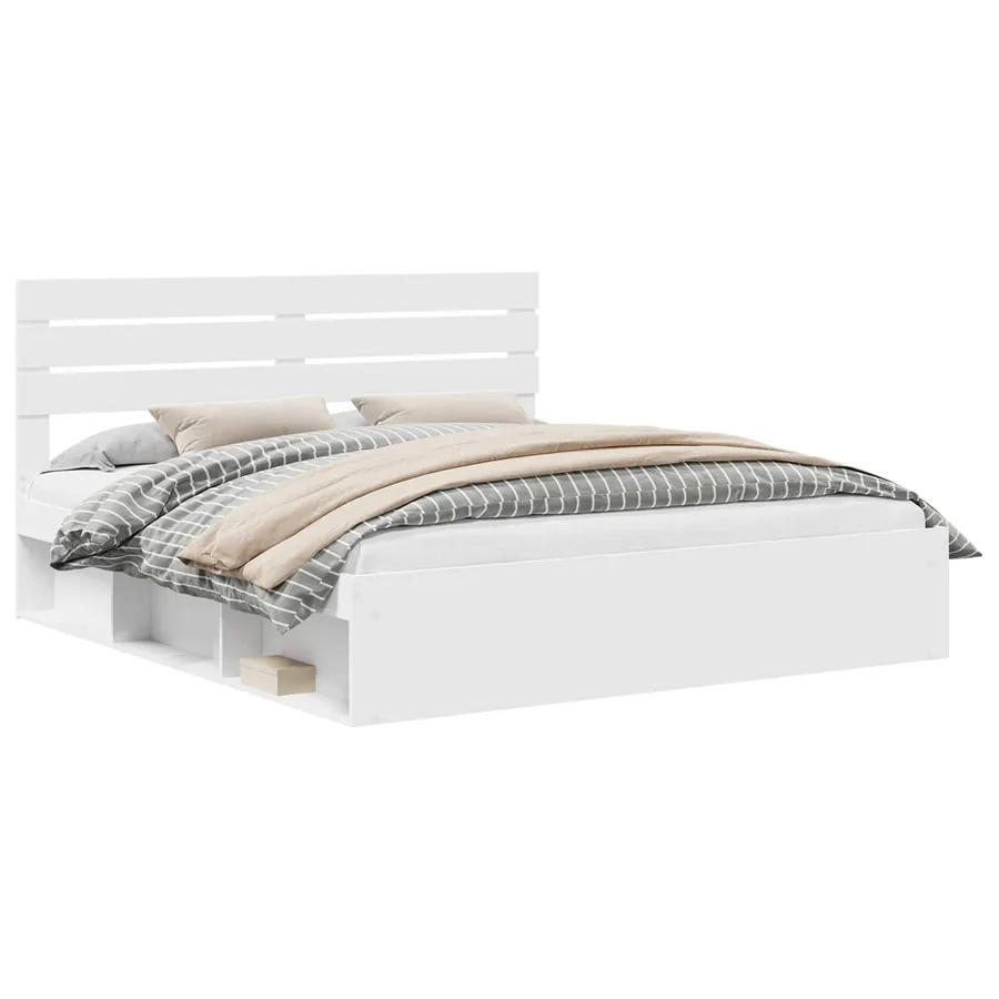 Cadre de lit avec tête de lit Blanc 180 x 200 cm Pin massif - 2