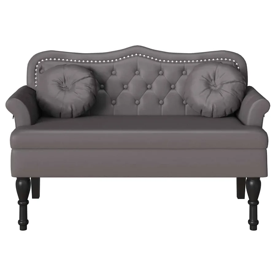Banc Chesterfield Gris 120,5 x 65 x 75 cm Simili cuir - 4
