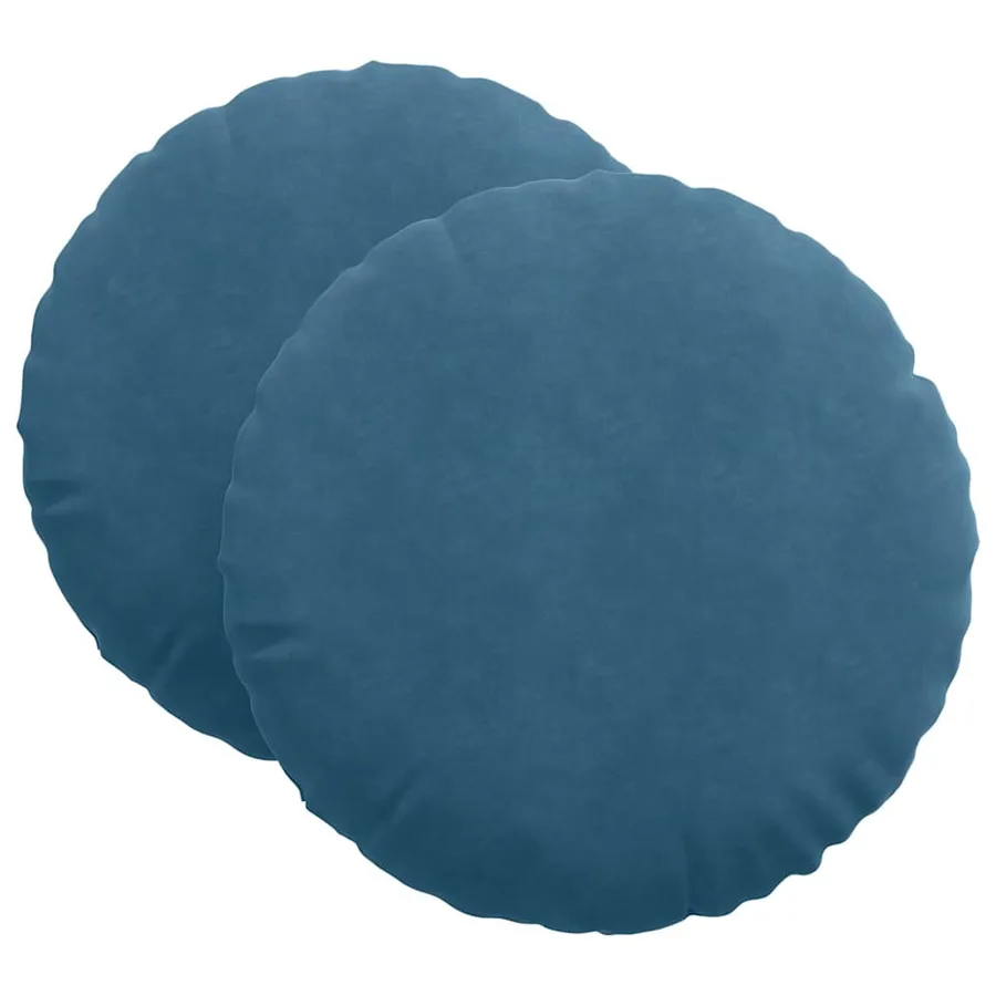 Coussins de siège 2 pcs Bleu Ø60 x 21 cm Velours - 2