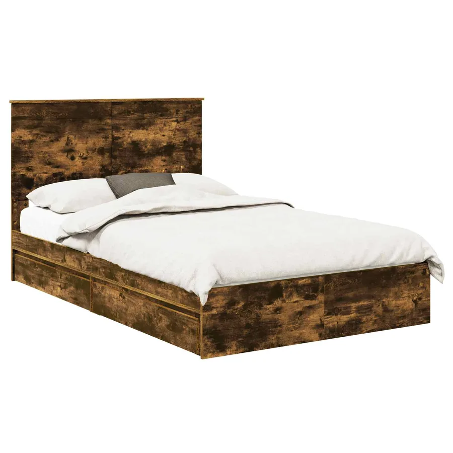 Lit de Rangement Chêne fumé 120 x 190 cm Bois d'ingénierie - 2