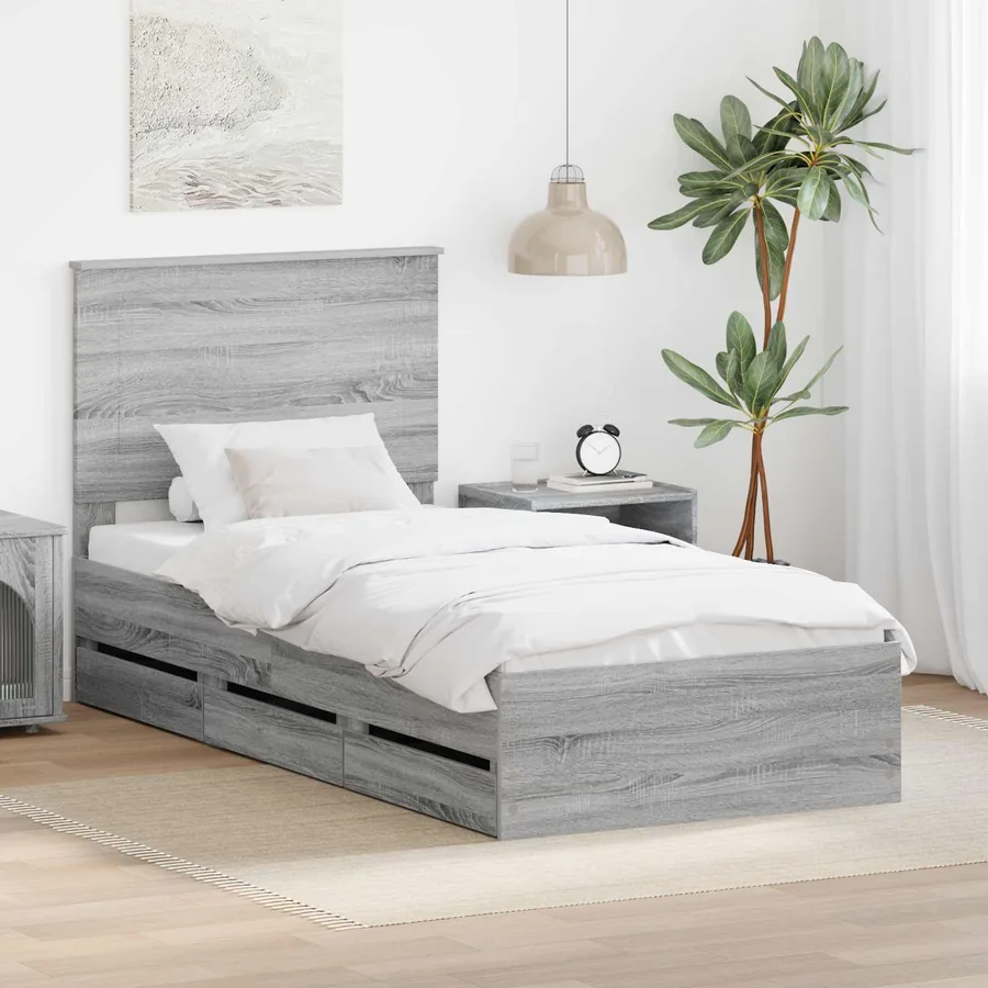Cadre de lit Gris Sonoma 100 x 200 cm Bois Ingénierie