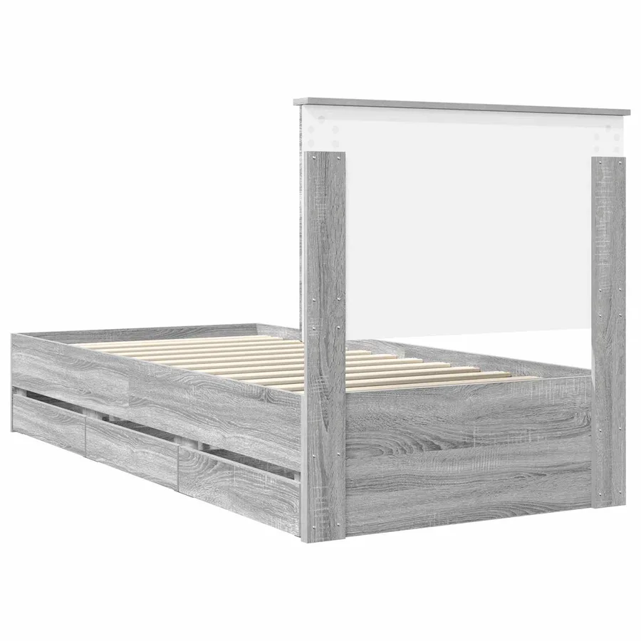 Cadre de lit Gris Sonoma 100 x 200 cm Bois Ingénierie - 8