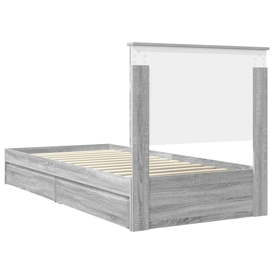 Lit de Rangement Gris Sonoma 100 x 200 cm Bois d'ingénierie - 10