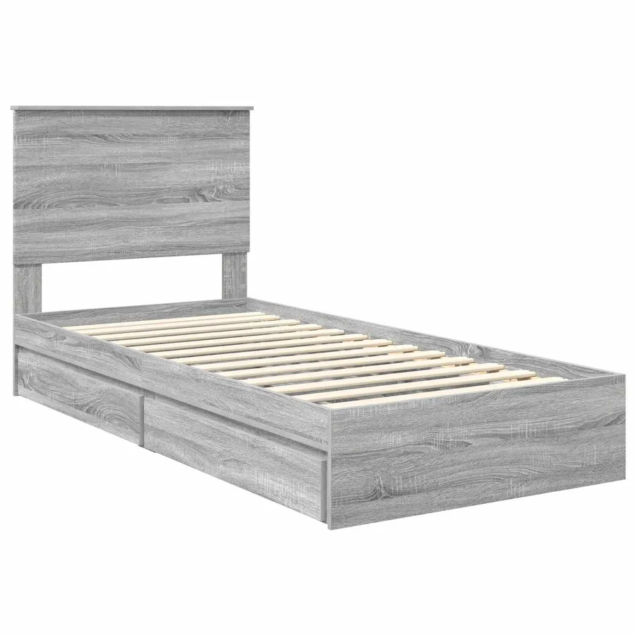 Lit de Rangement Gris Sonoma 100 x 200 cm Bois d'ingénierie - 4