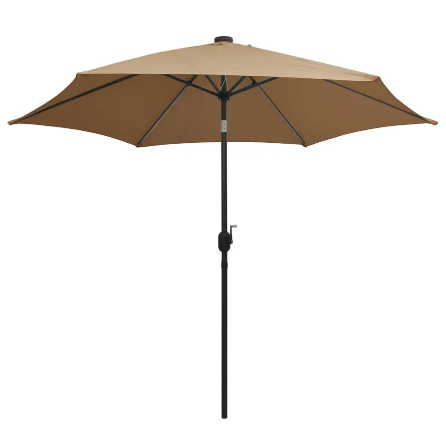Parasol de jardin avec lumières LED et mât en aluminium taupe - 3