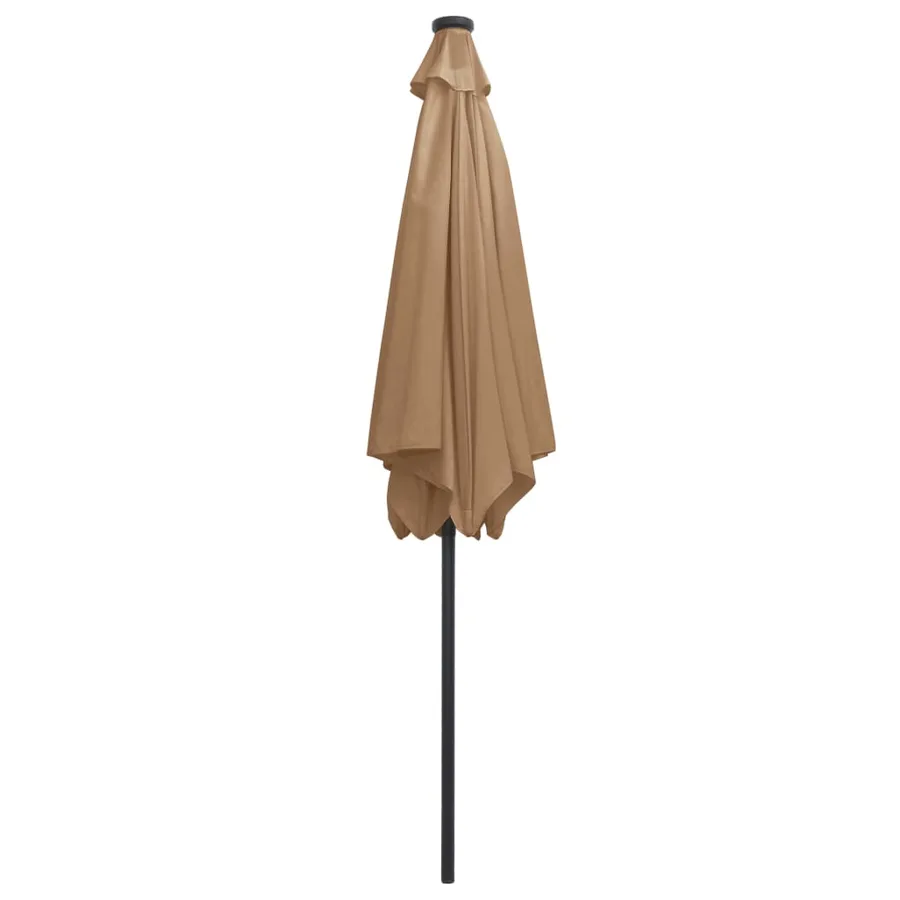 Parasol de jardin avec lumières LED et mât en aluminium taupe - 5