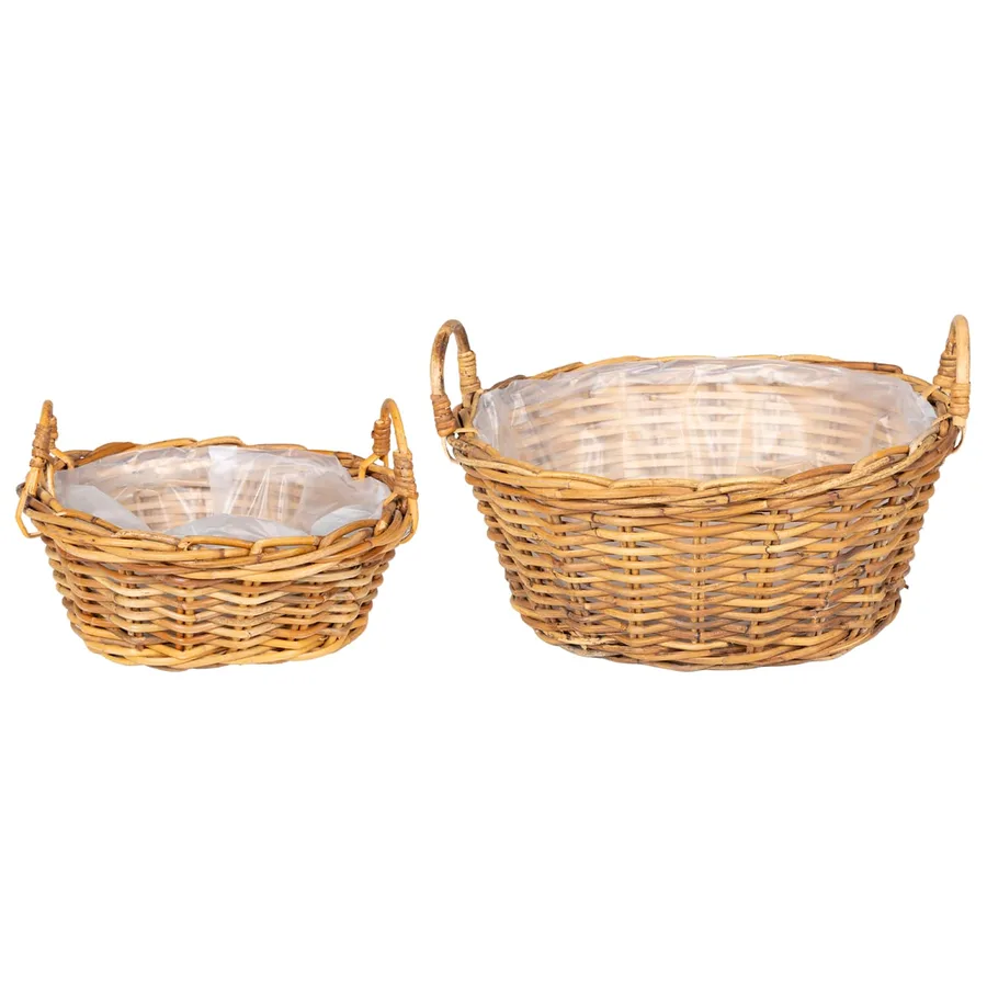 Panier de Plante avec stockage 2 pc Brun Naturel Rattan Kubu - 2
