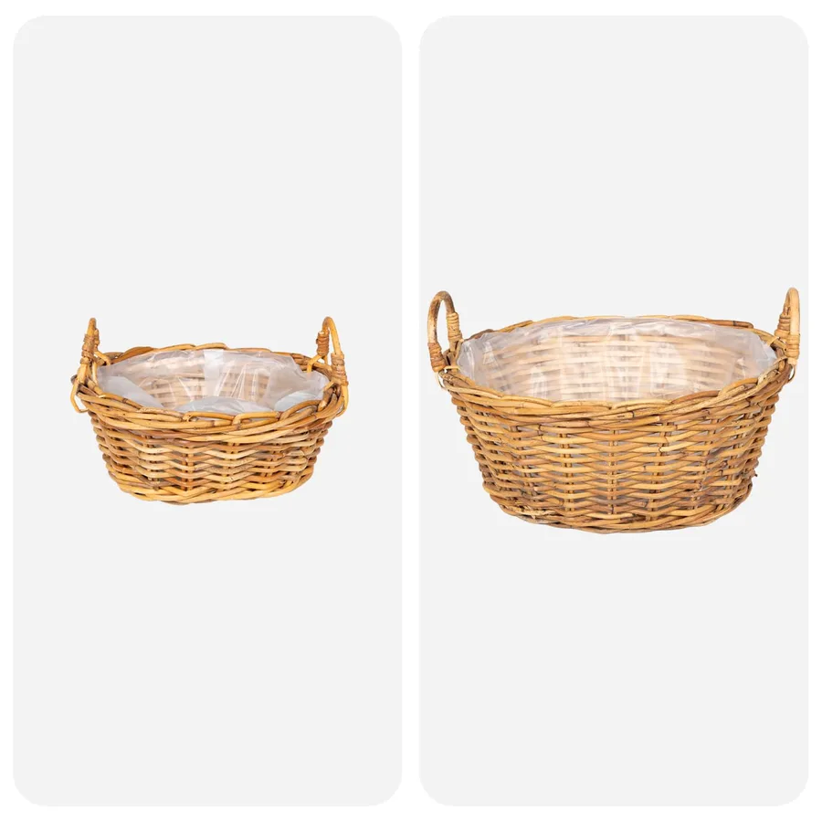Panier de Plante avec stockage 2 pc Brun Naturel Rattan Kubu - 4