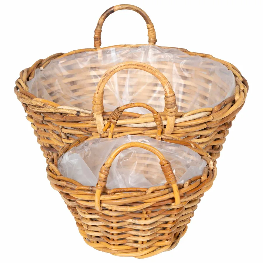 Panier de Plante avec stockage 2 pc Brun Naturel Rattan Kubu - 5