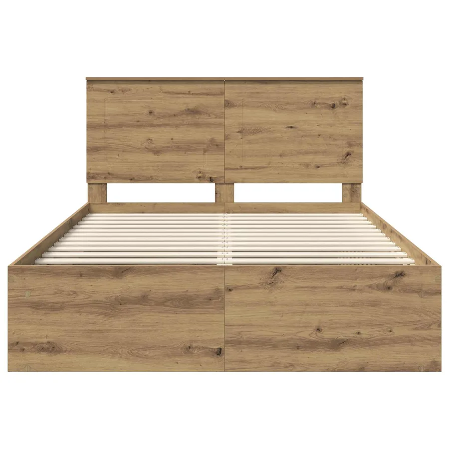 Cadre de lit Chêne artisan 150 x 200 cm Bois de pin massif - 7