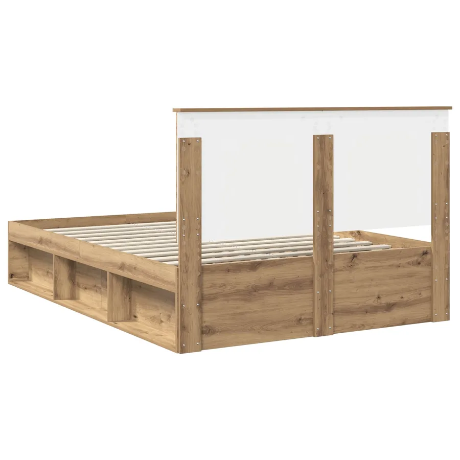 Cadre de lit Chêne artisan 150 x 200 cm Bois de pin massif - 9