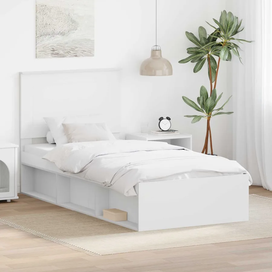 Cadre de lit Blanc 100 x 200 cm Bois de pin massif
