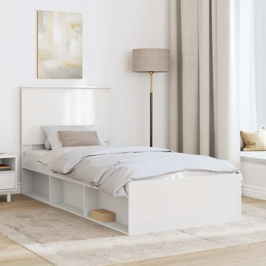 Cadre de lit Blanc 100 x 200 cm Bois de pin massif - 3