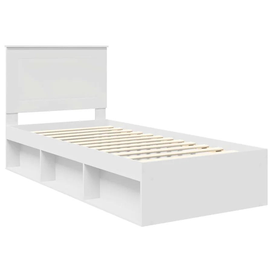 Cadre de lit Blanc 100 x 200 cm Bois de pin massif - 4