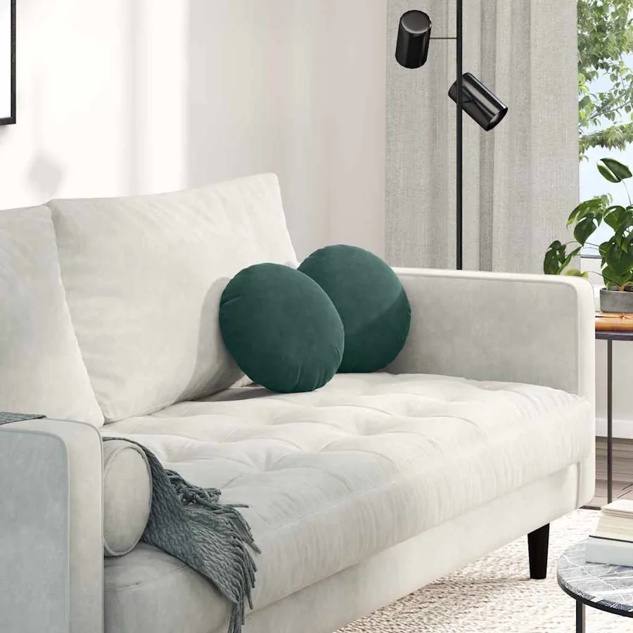 Coussins de siège 2 pcs Vert foncé Ø30 x 13 cm Velours