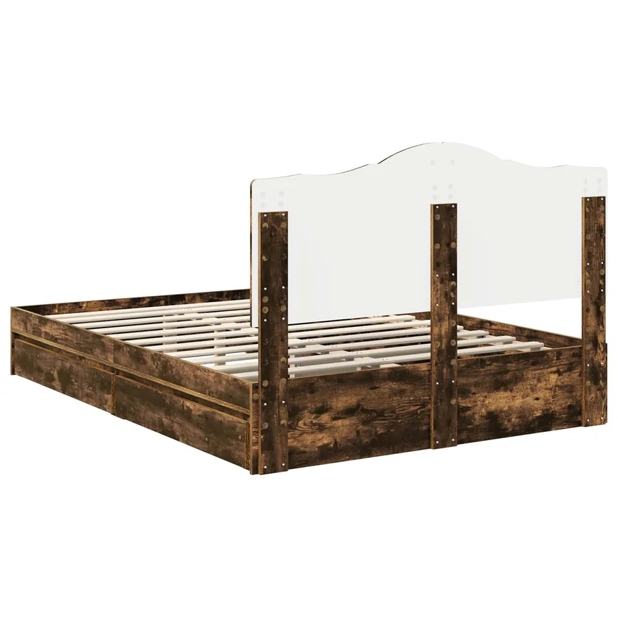 Lit de Rangement Chêne fumé 160 x 200 cm Bois d'ingénierie - 10