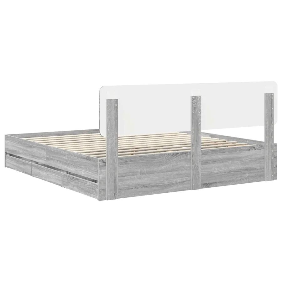 Cadre de lit Gris Sonoma 200 x 200 cm Bois d’ingénierie - 10