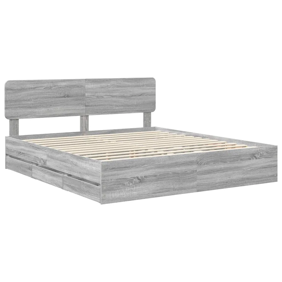 Cadre de lit Gris Sonoma 200 x 200 cm Bois d’ingénierie - 4