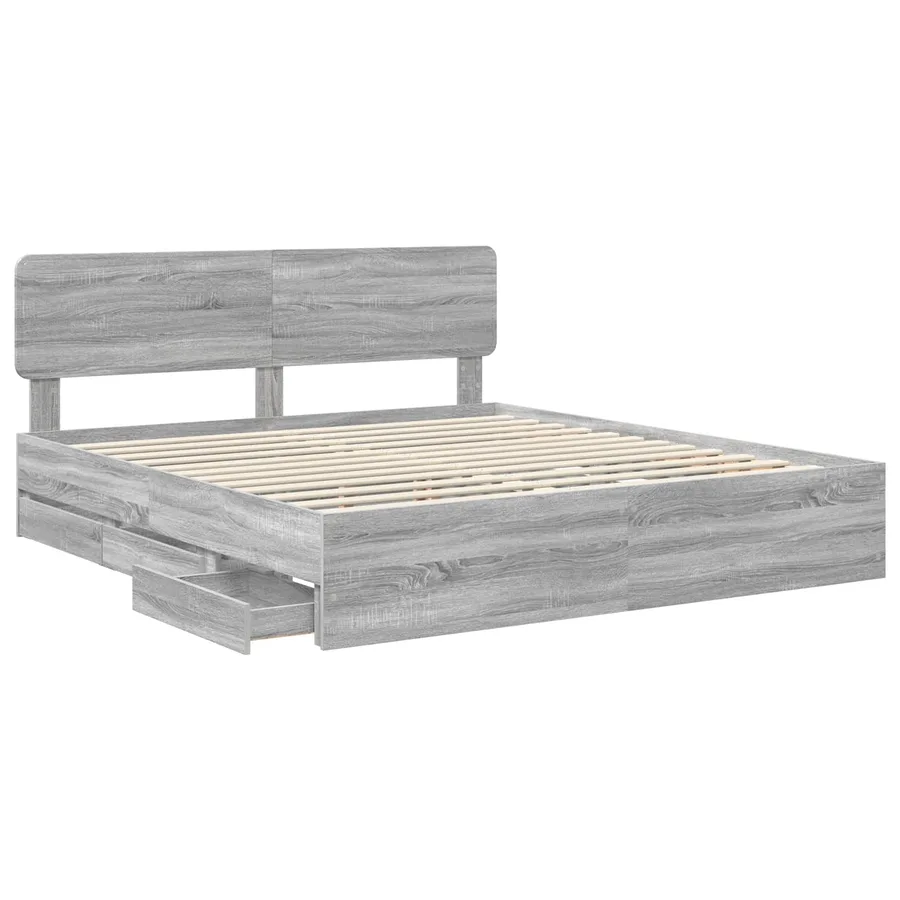 Cadre de lit Gris Sonoma 200 x 200 cm Bois d’ingénierie - 5