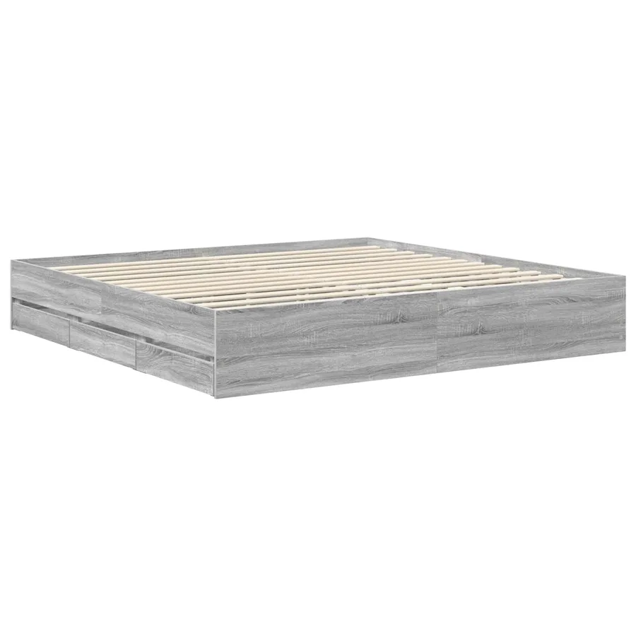 Cadre de lit Gris Sonoma 200 x 200 cm Bois d’ingénierie - 6