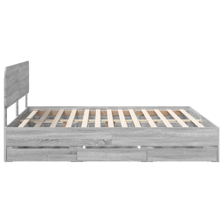 Cadre de lit Gris Sonoma 200 x 200 cm Bois d’ingénierie - 9