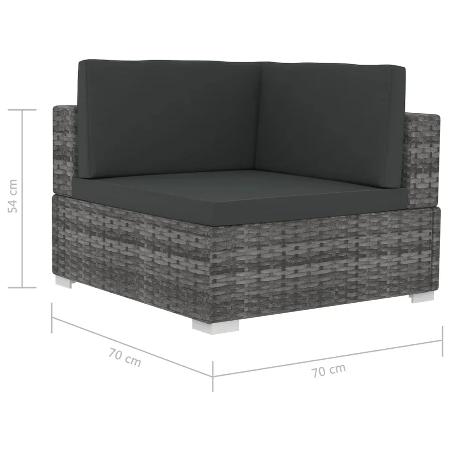 Salon de jardin 4 pcs avec coussins résine tressée gris - 10