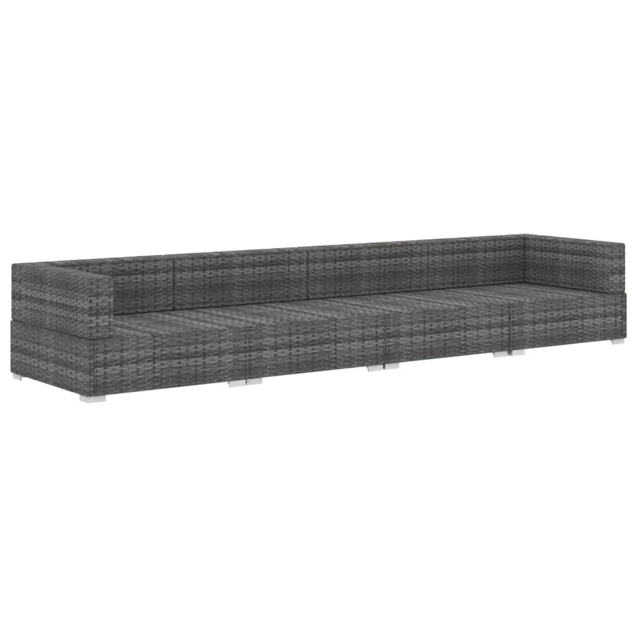 Salon de jardin 4 pcs avec coussins résine tressée gris - 3