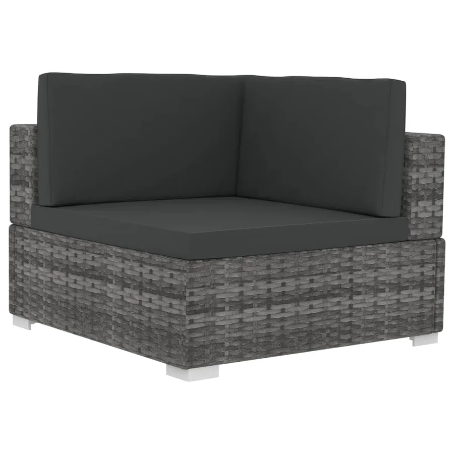 Salon de jardin 4 pcs avec coussins résine tressée gris - 4