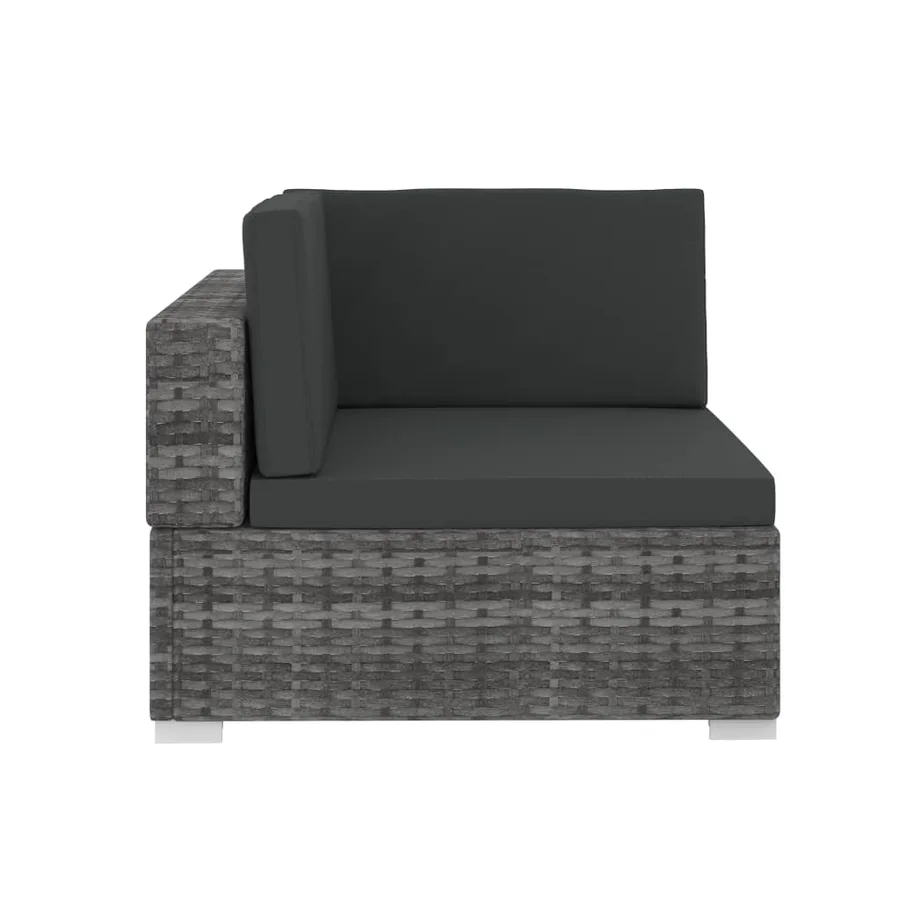 Salon de jardin 4 pcs avec coussins résine tressée gris - 5