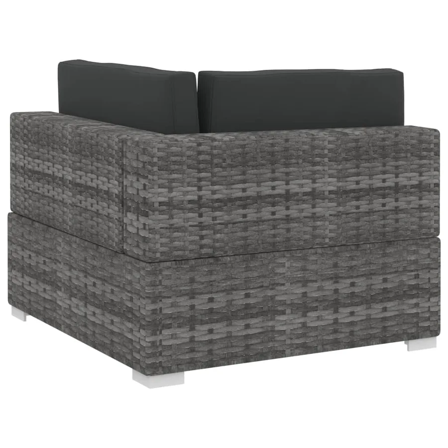 Salon de jardin 4 pcs avec coussins résine tressée gris - 6