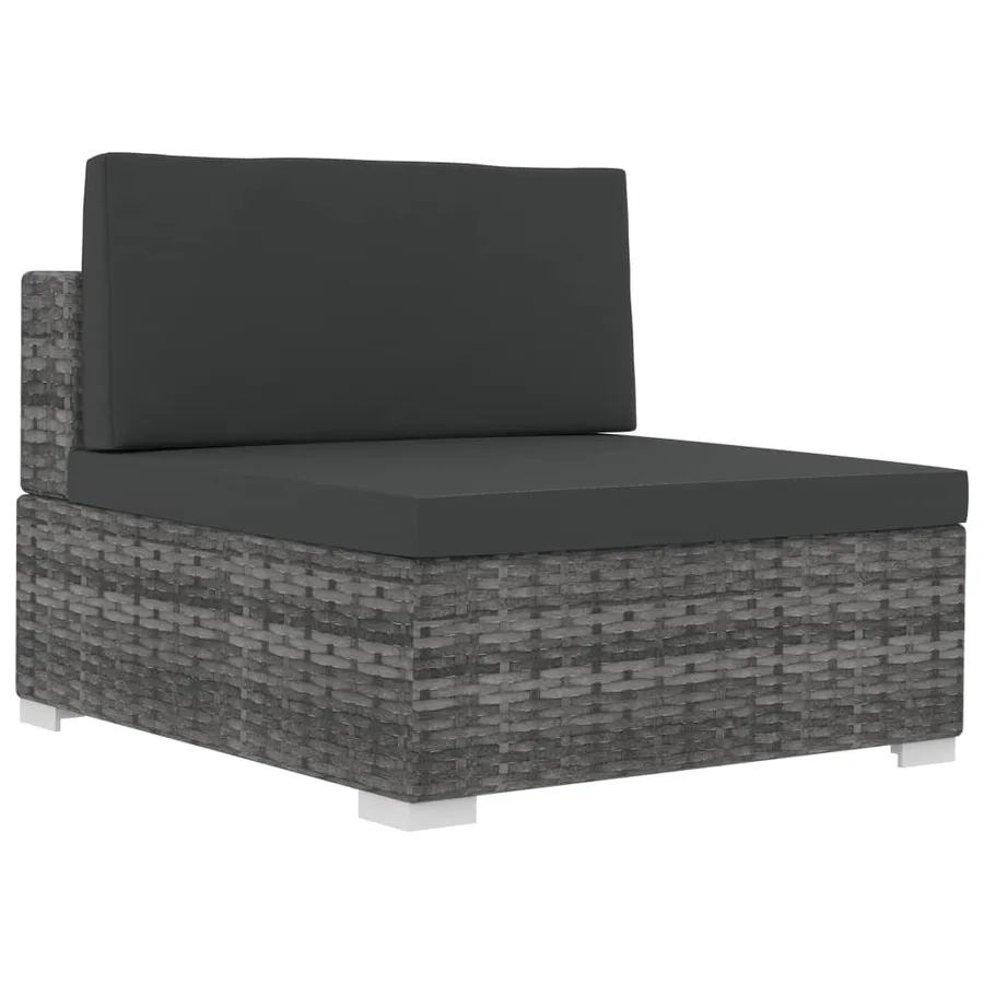 Salon de jardin 4 pcs avec coussins résine tressée gris - 7