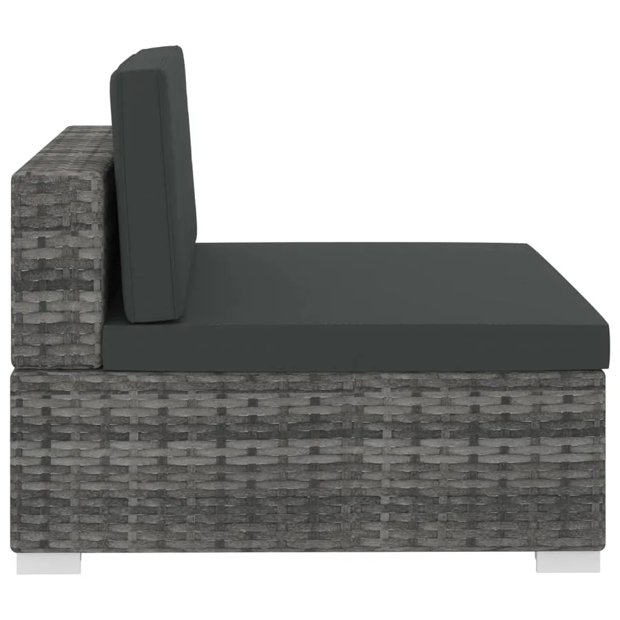 Salon de jardin 4 pcs avec coussins résine tressée gris - 8