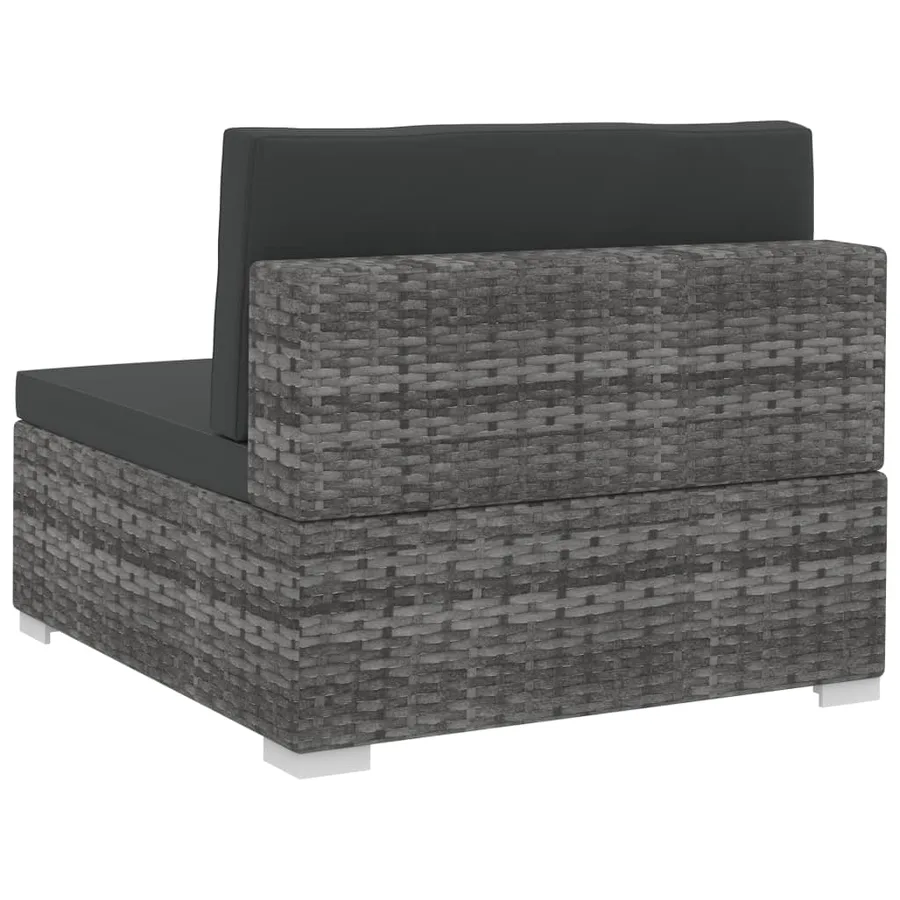 Salon de jardin 4 pcs avec coussins résine tressée gris - 9